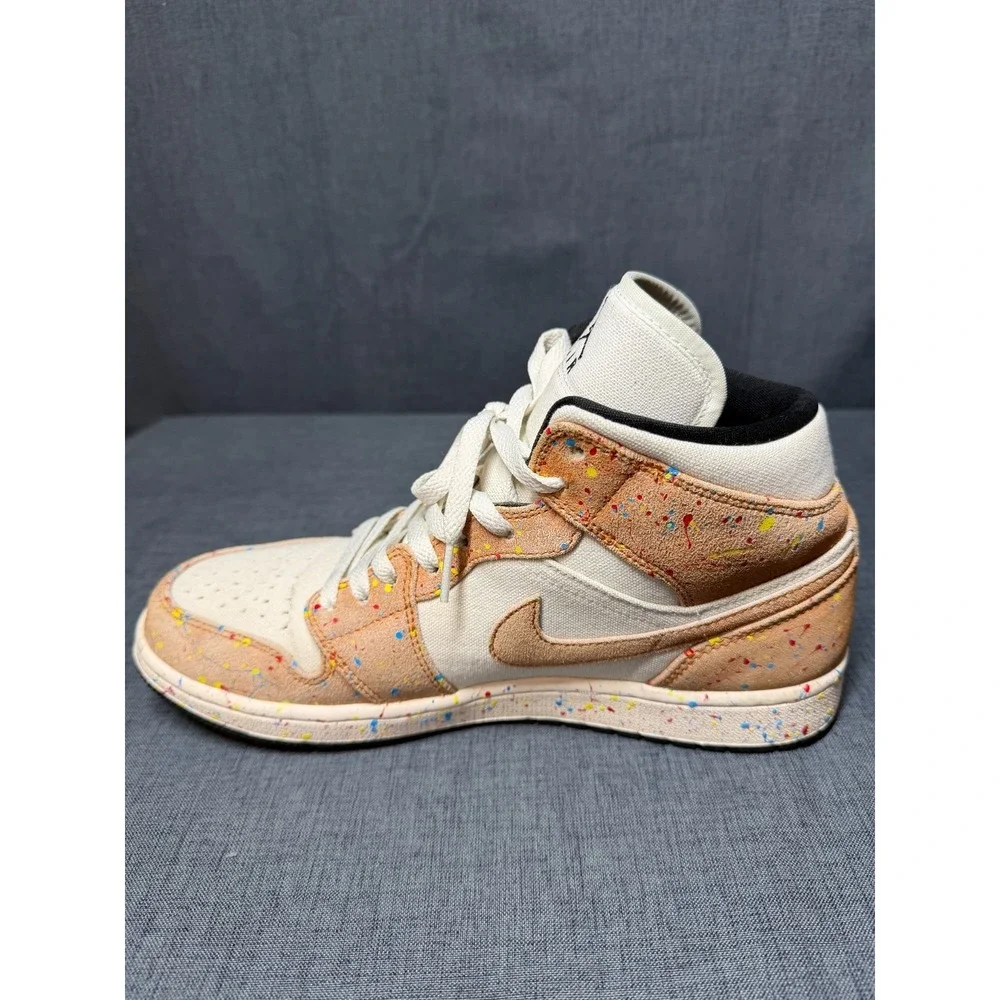 Nike‎ DA8005-100 Air Jordan 1 SE Mid Brushstroke Paint Splatter Mens SZ 9